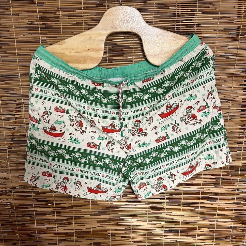 Magellan Outdoor Fish Gear 3XL Swim Trunks Christmas Santa Bass Boat